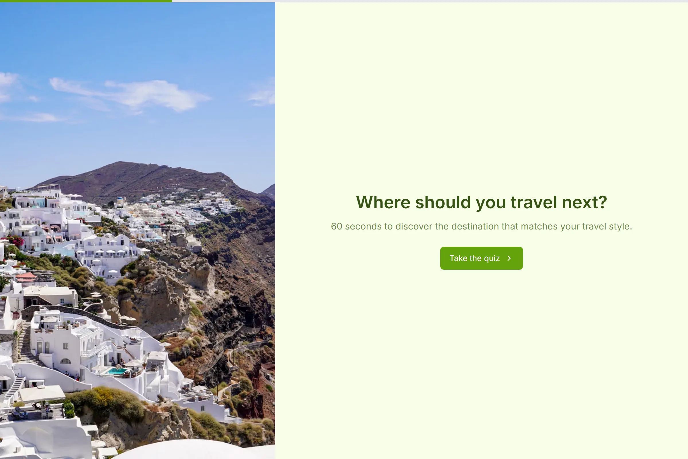 Trip-Style Quiz → Destination Match template preview
