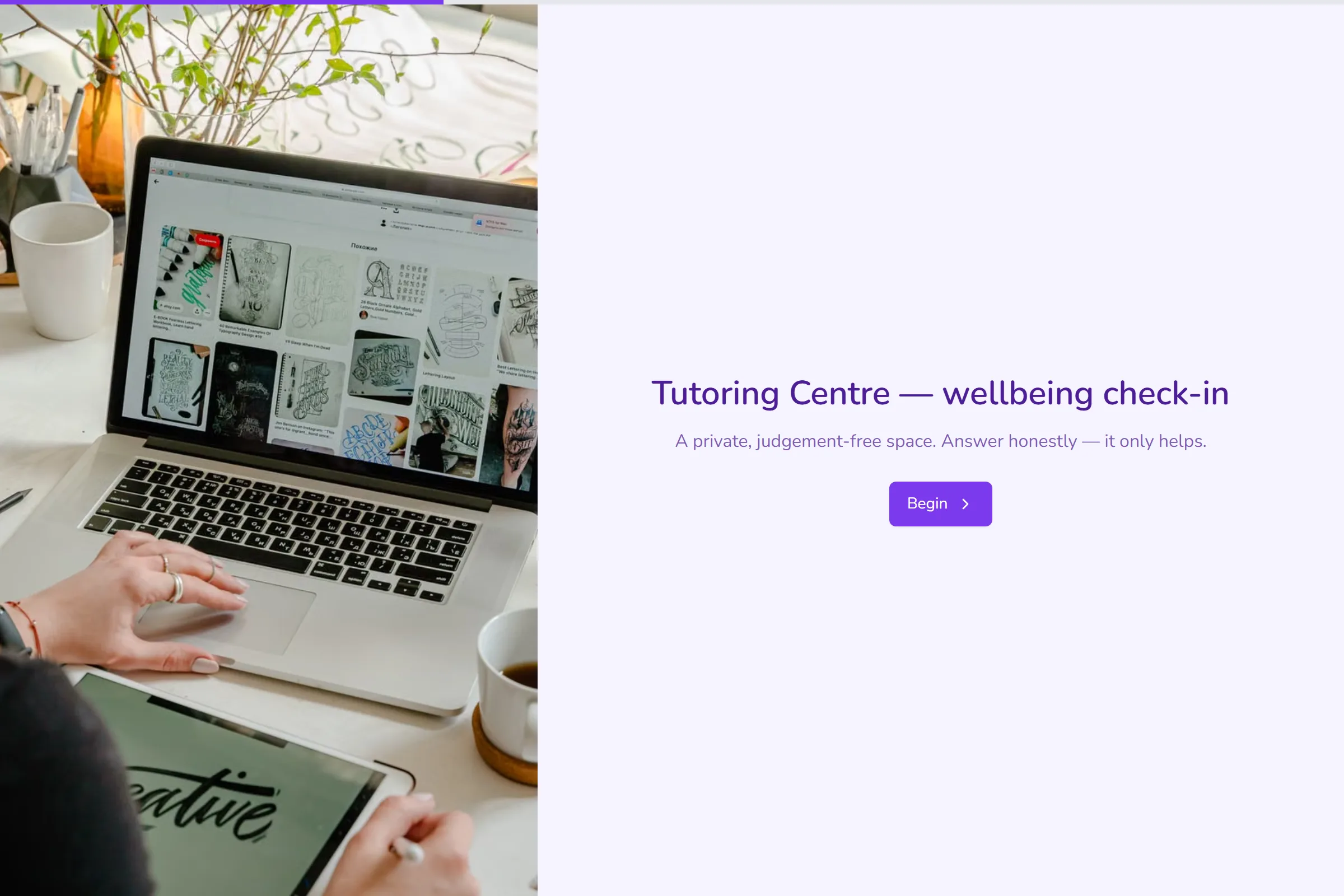 Tutoring Centre Wellbeing Check-in template preview
