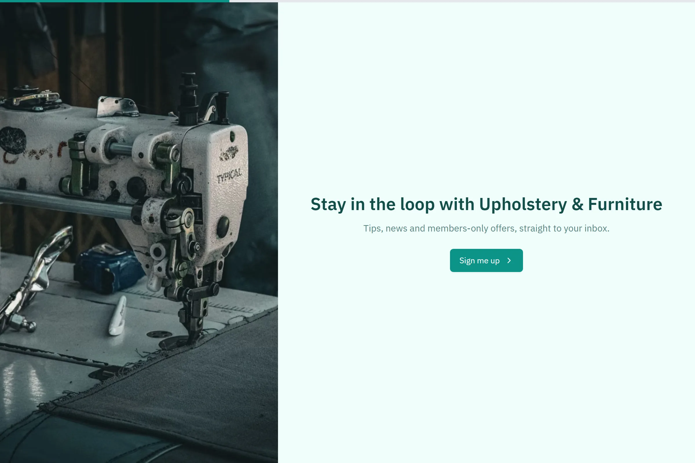 Upholstery & Furniture Newsletter & Updates Signup template preview