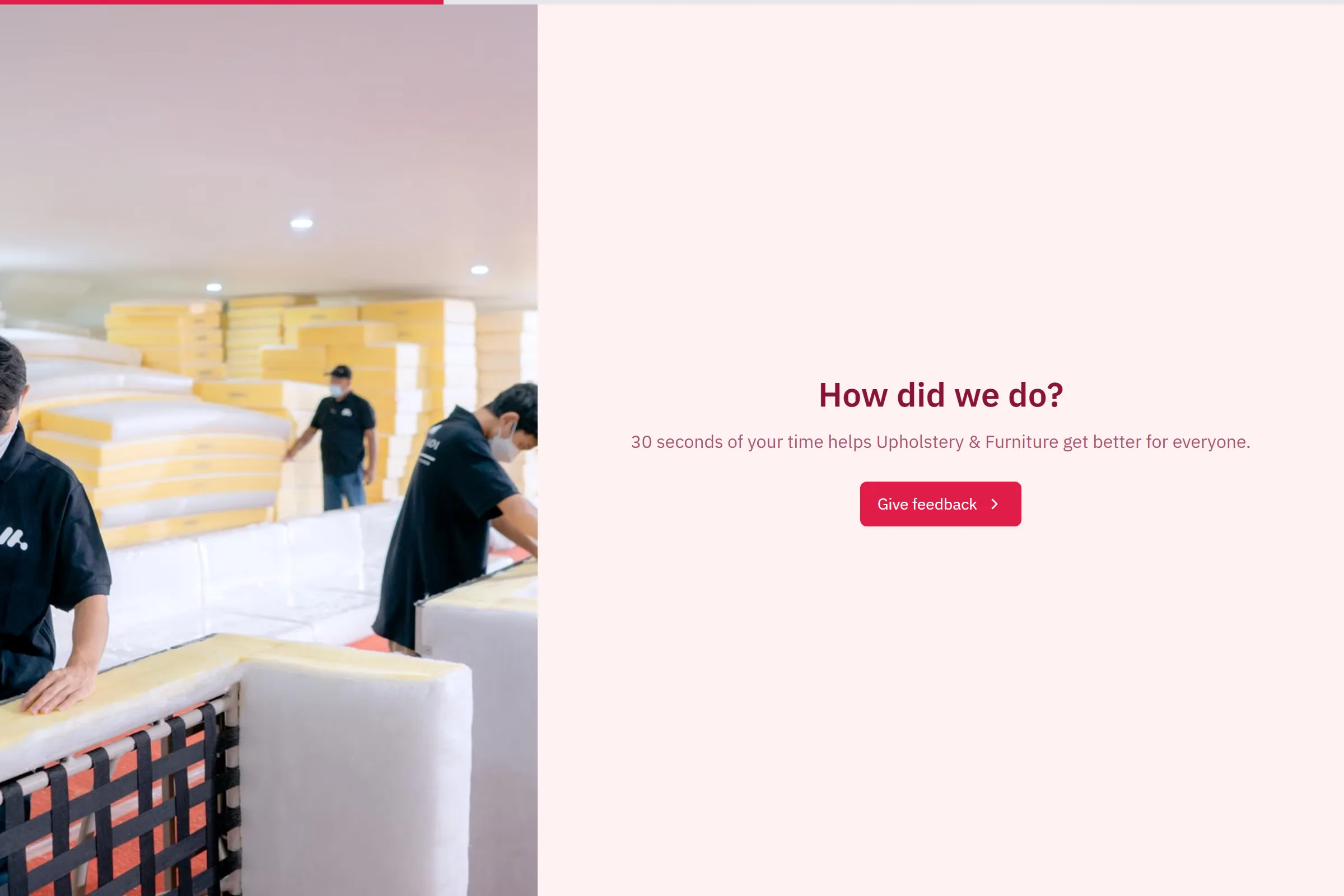 Upholstery & Furniture Quick Feedback template preview