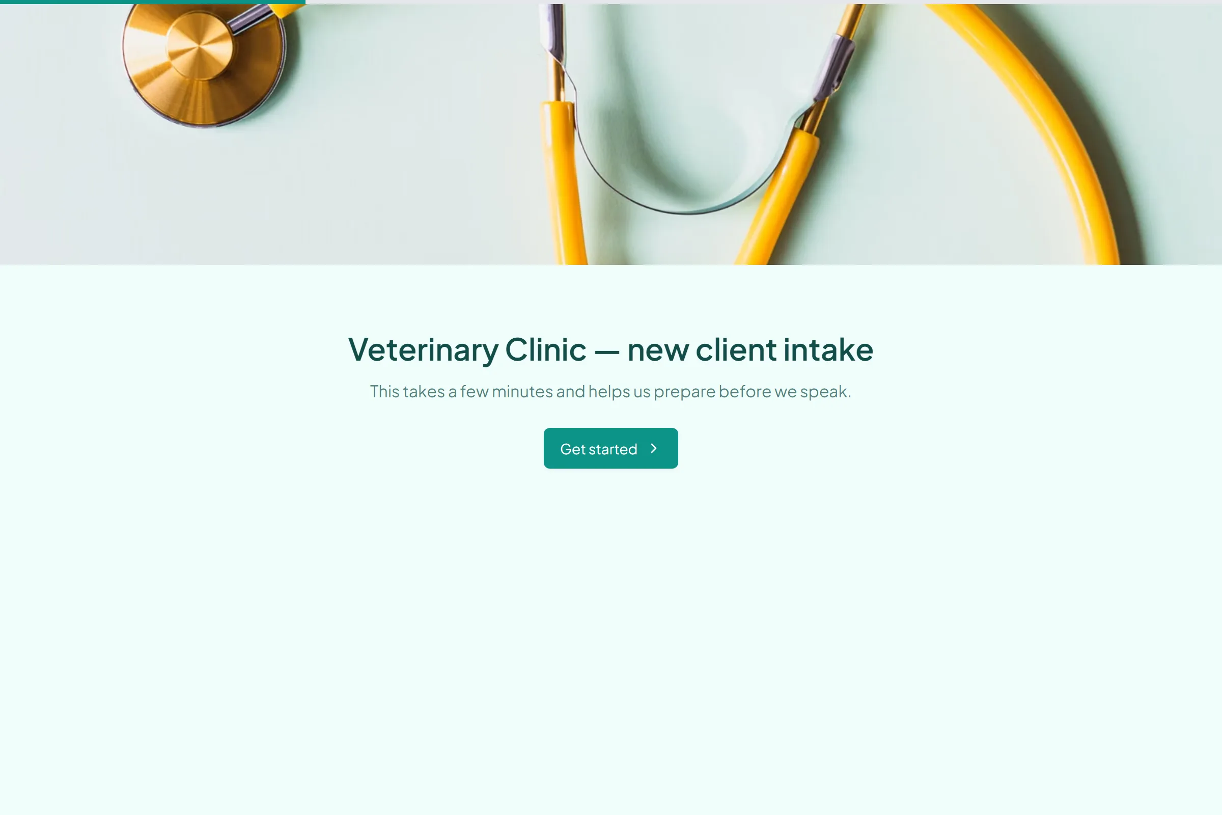 Veterinary Clinic New Client Intake template preview