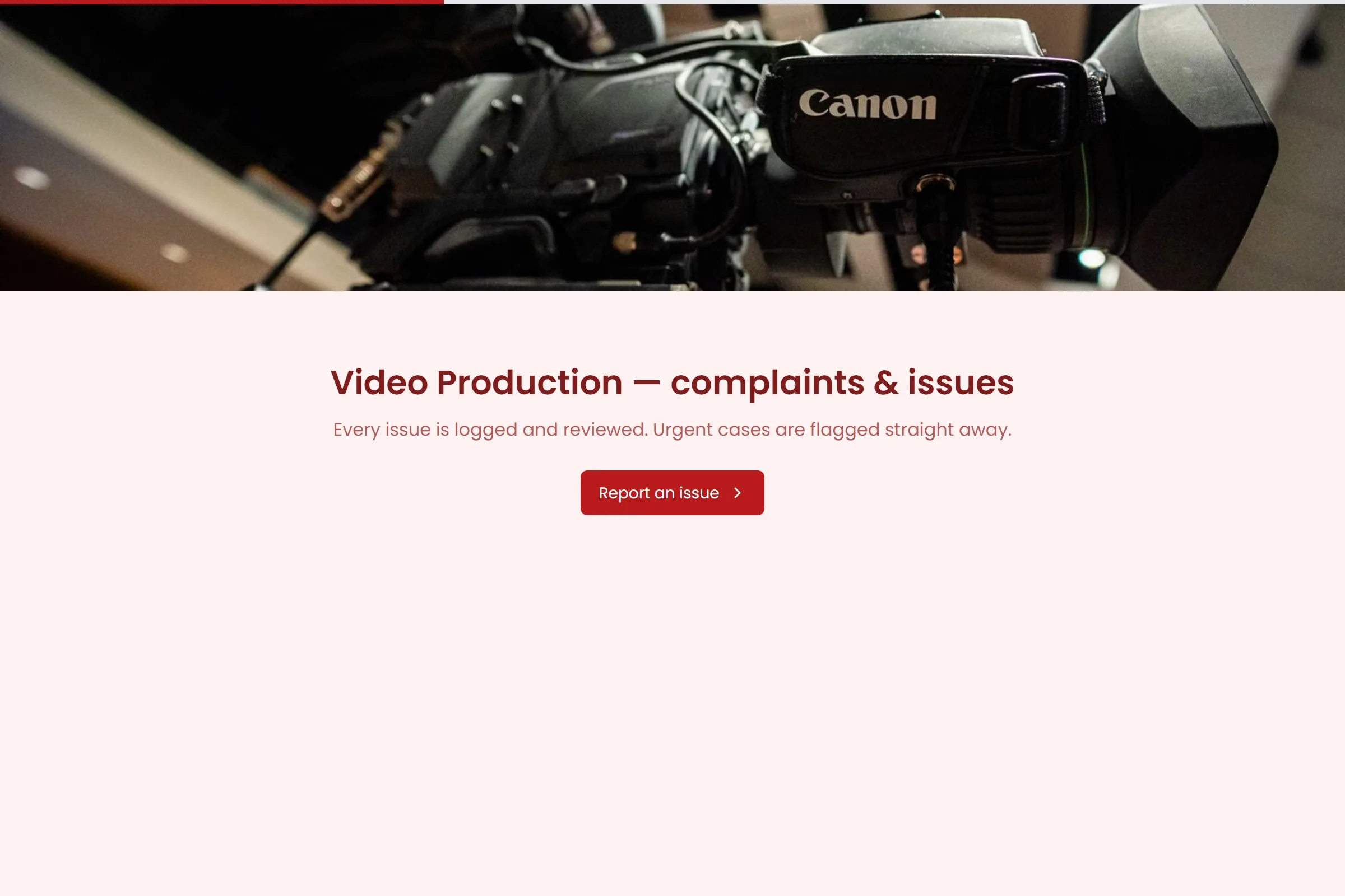 Video Production Complaint / Issue Form template preview