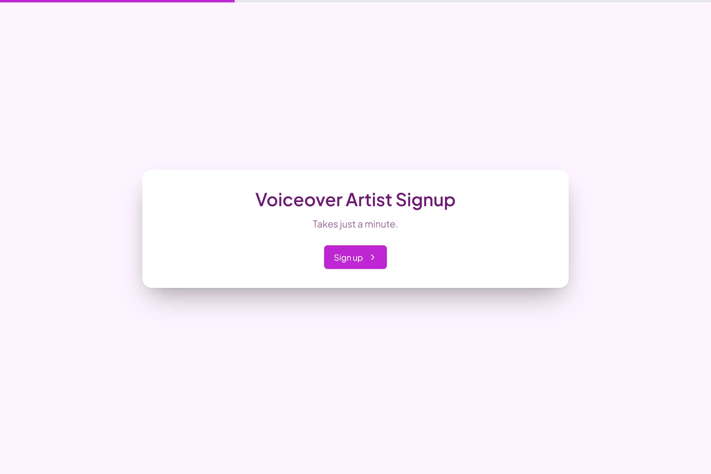 Voiceover Artist Signup template preview