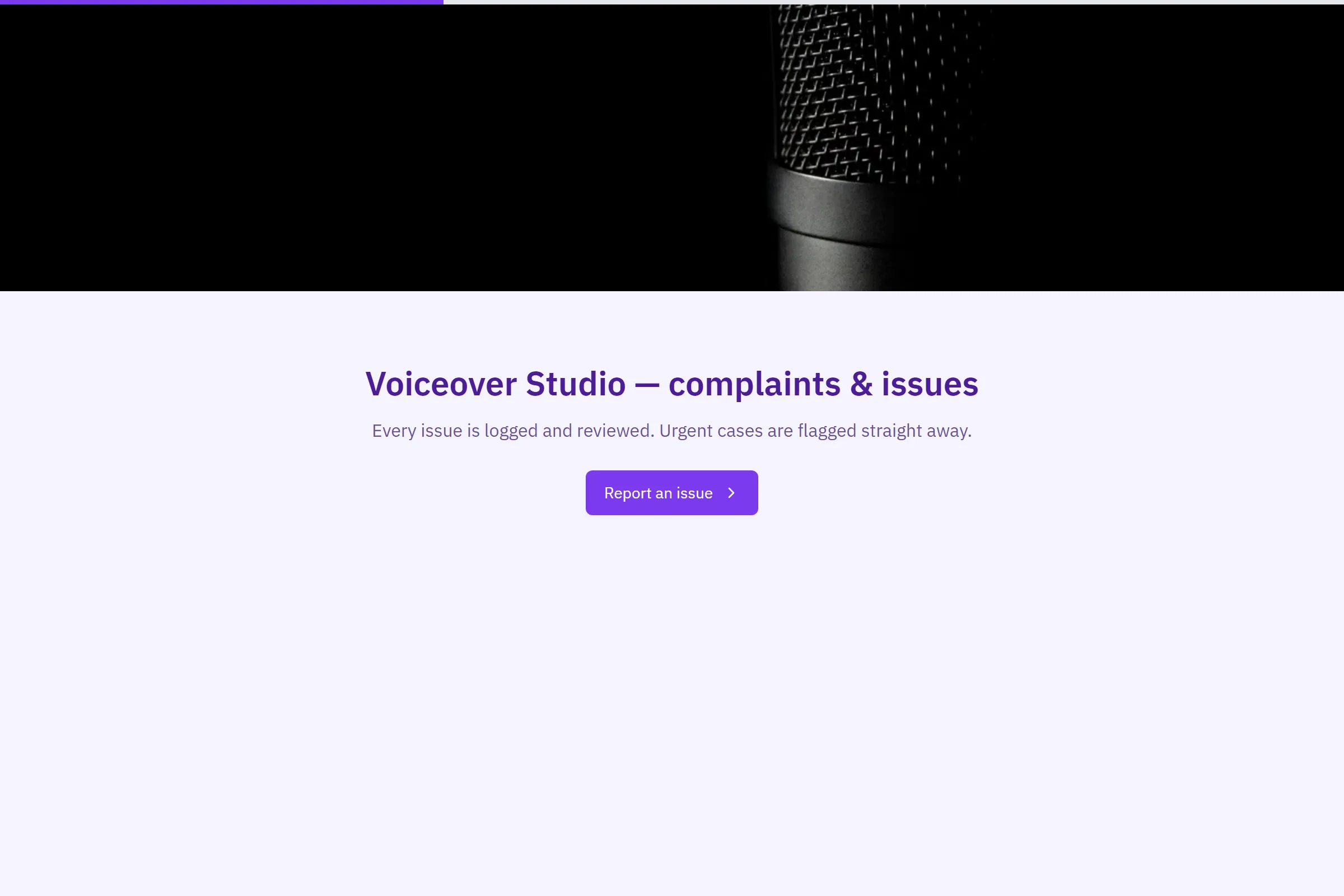 Voiceover Studio Complaint / Issue Form template preview