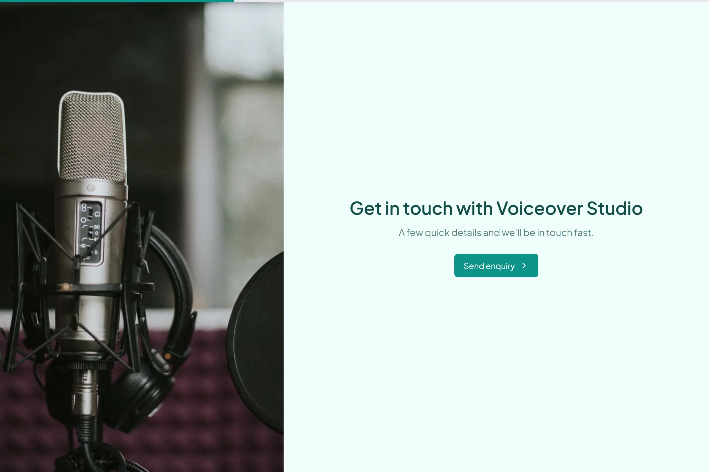 Voiceover Studio Enquiry template preview