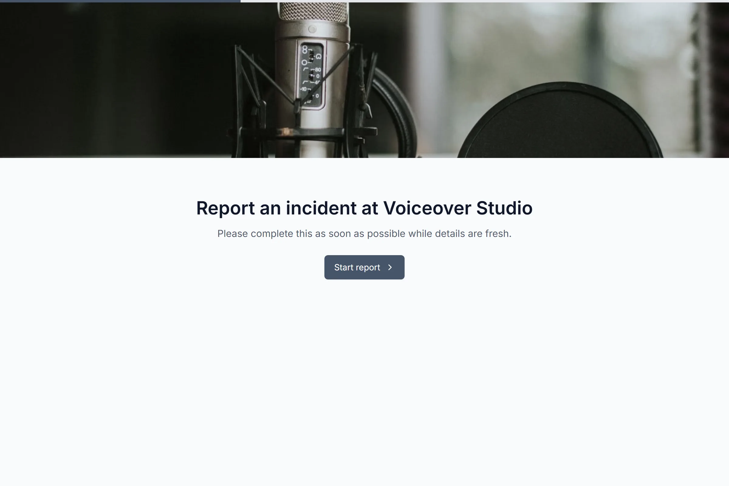 Voiceover Studio Incident Report template preview