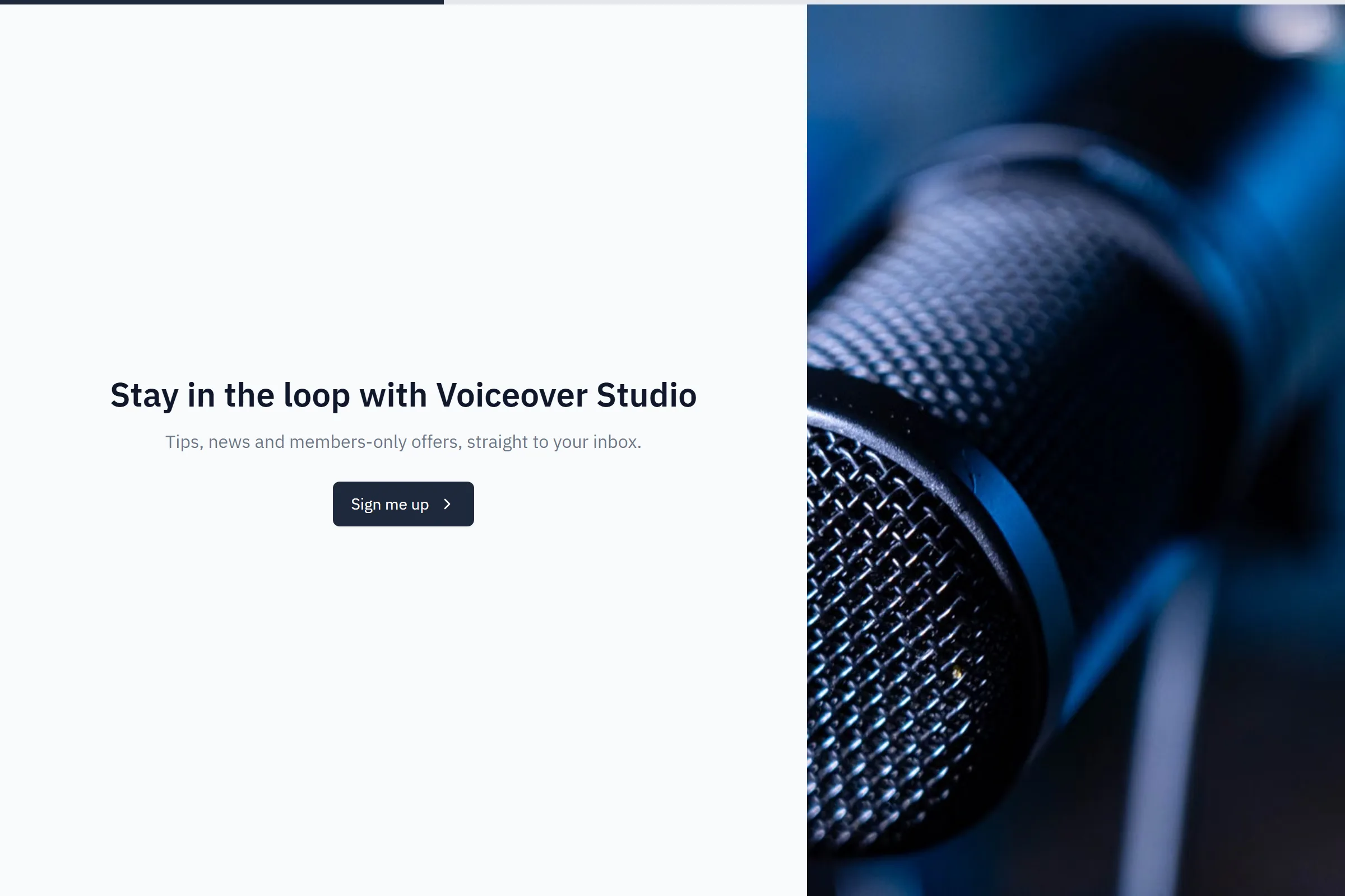 Voiceover Studio Newsletter & Updates Signup template preview