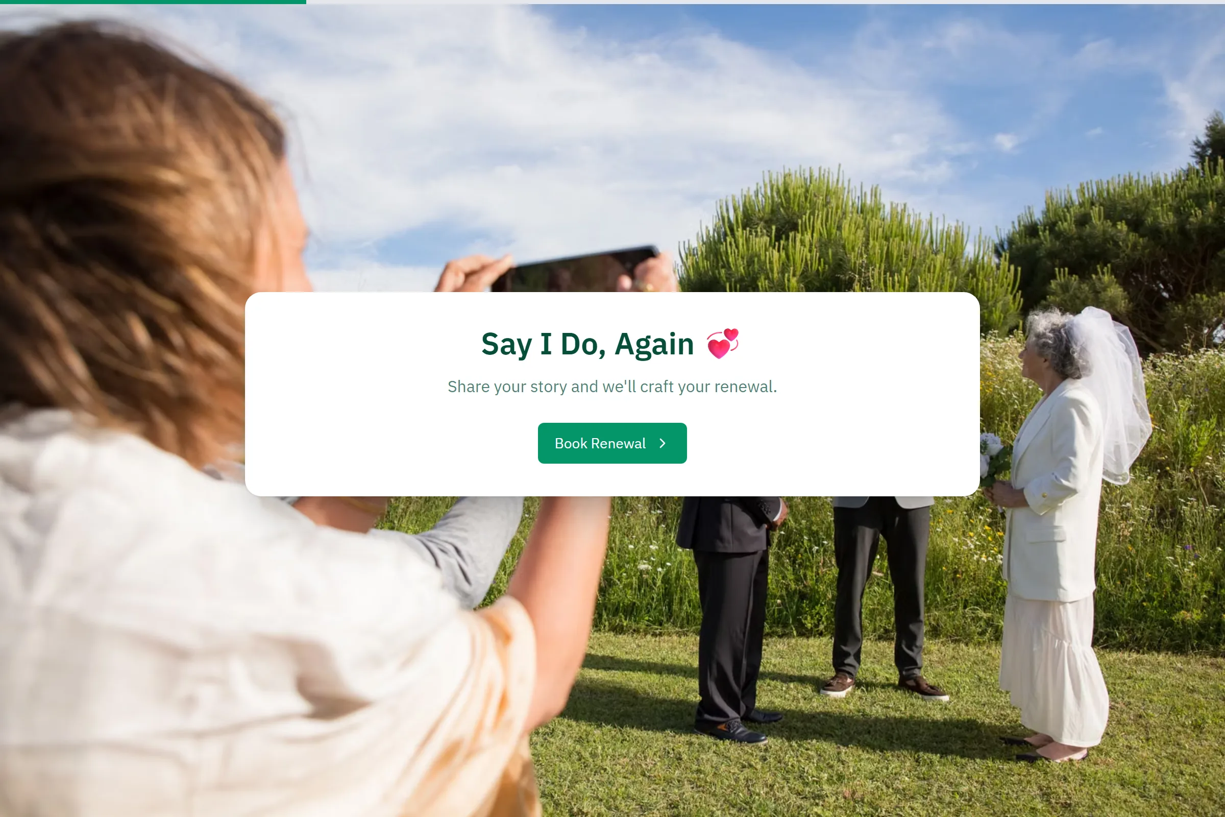Vow Renewal Booking template preview