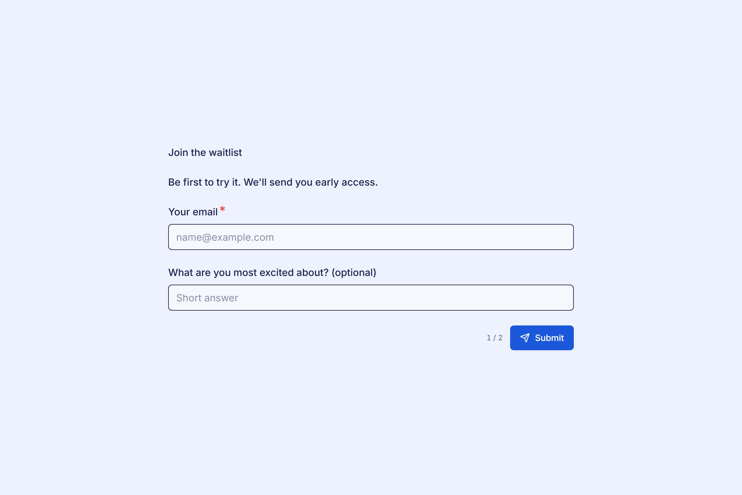 Waitlist Signup template preview