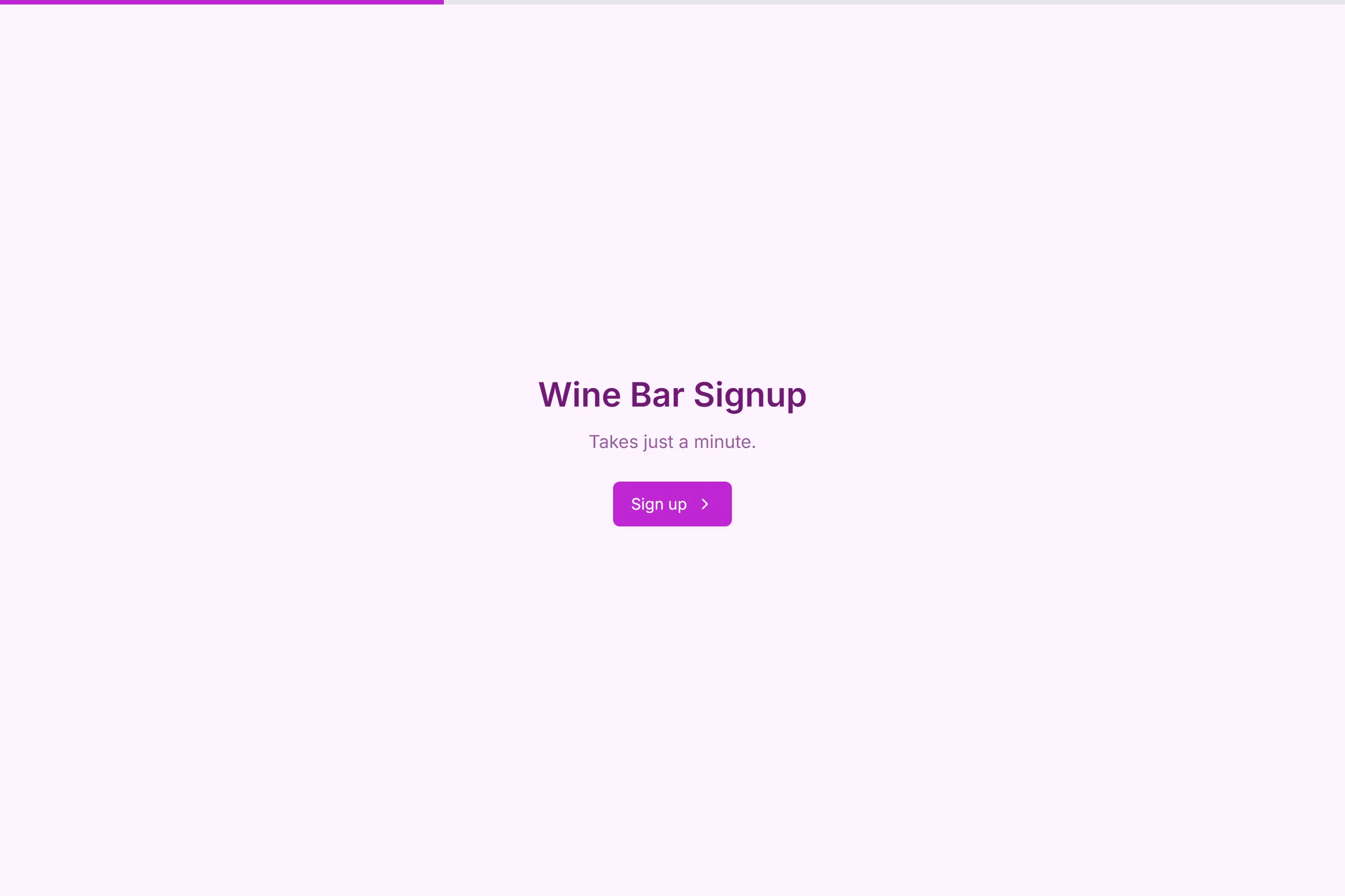 Wine Bar Signup template preview