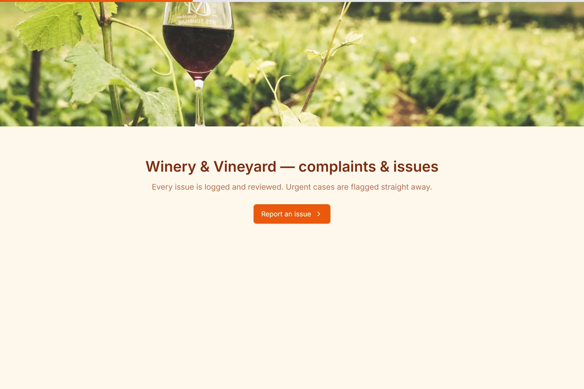 Winery & Vineyard Complaint / Issue Form template preview