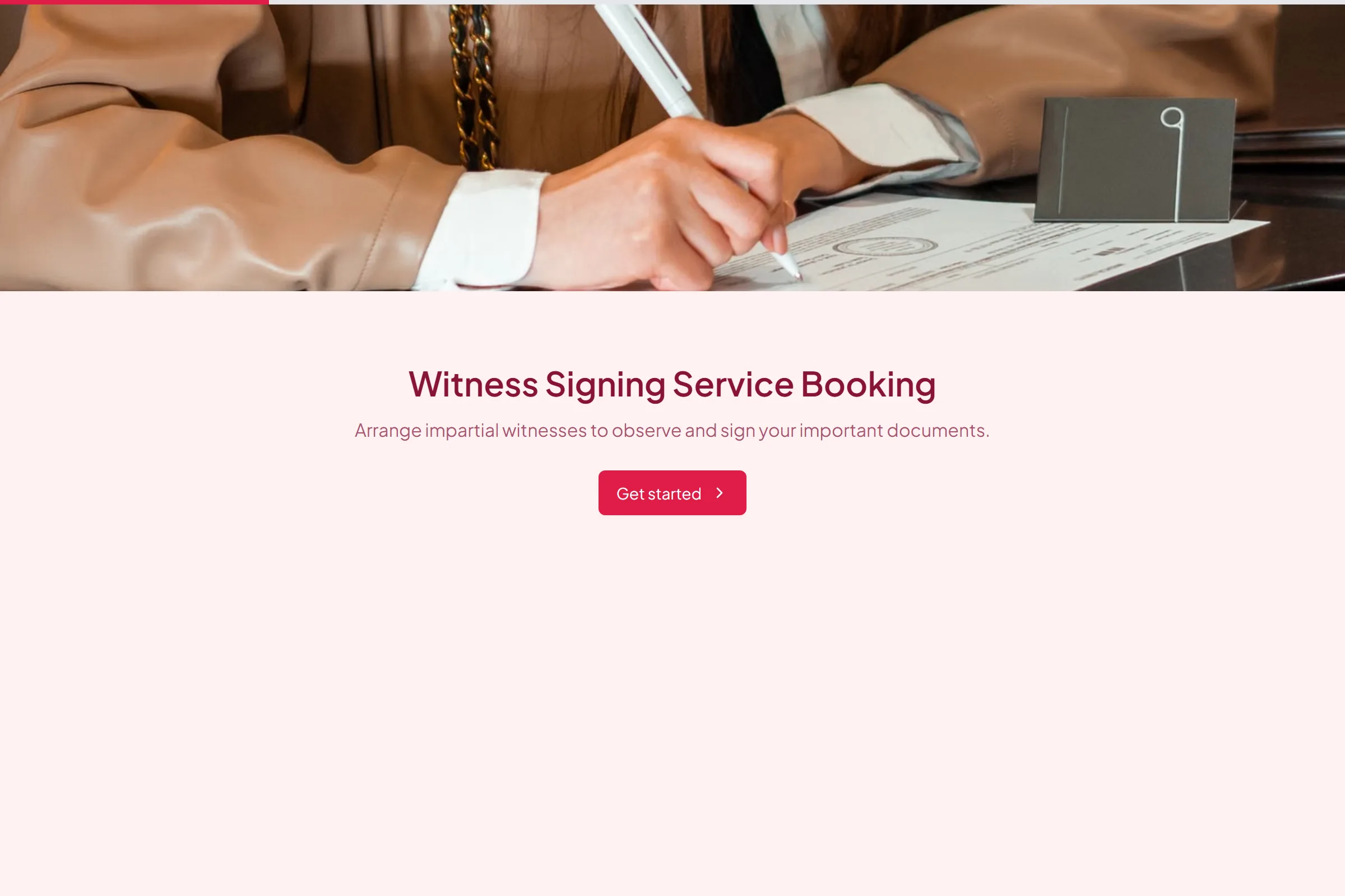 Witness Signing Service Booking template preview
