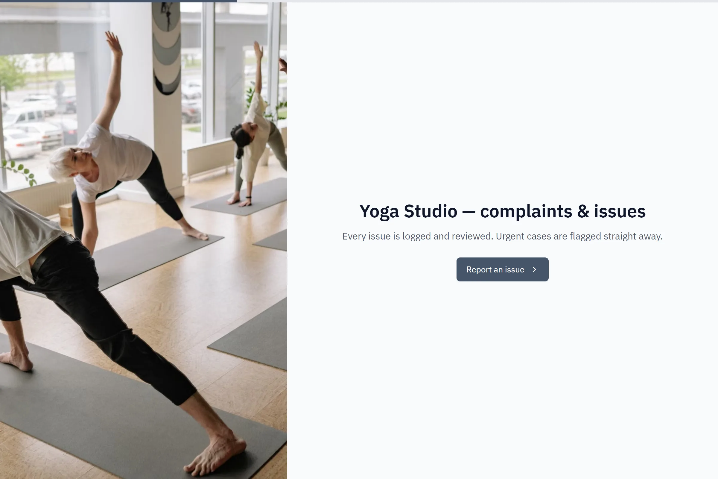 Yoga Studio Complaint / Issue Form template preview