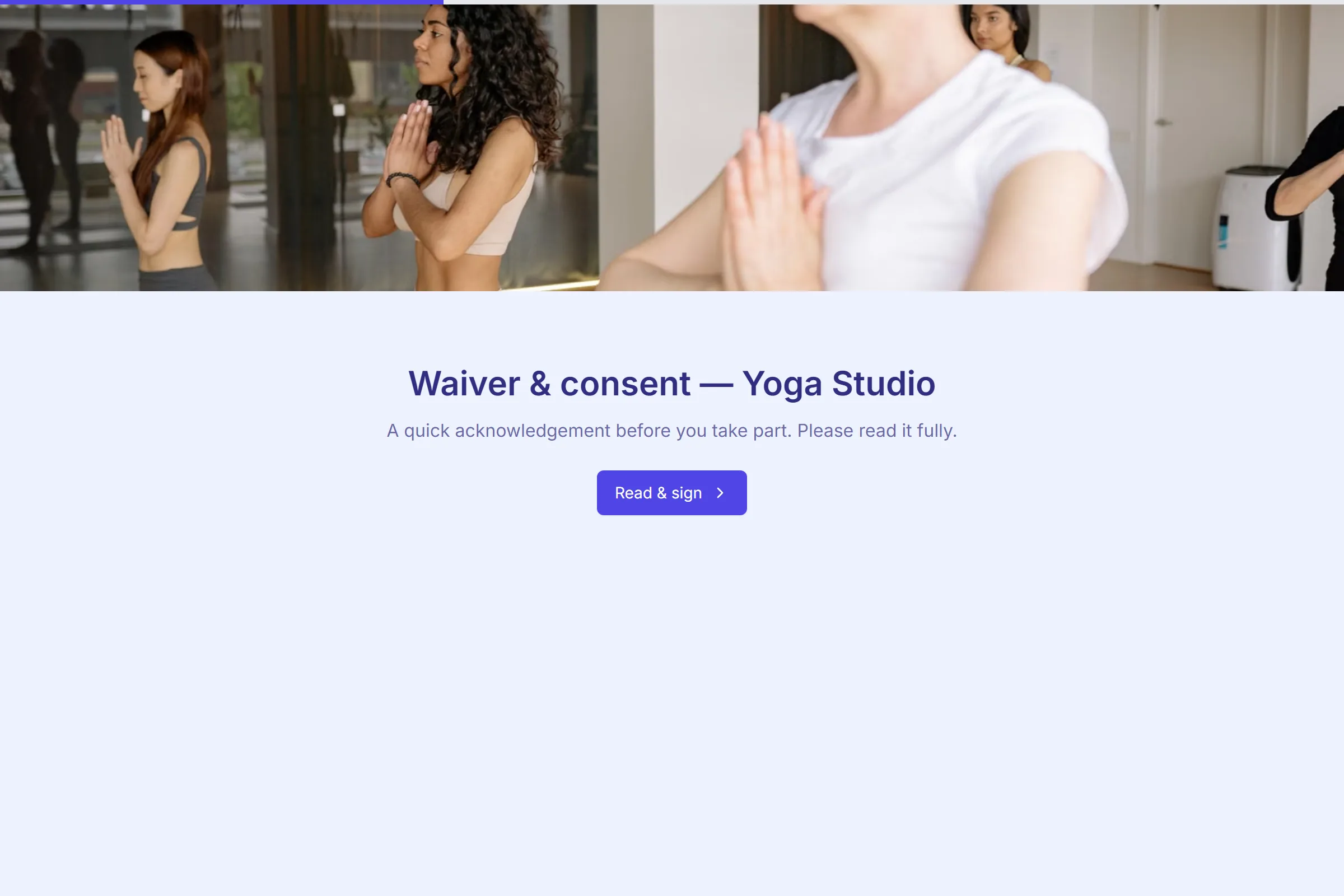 Yoga Studio Liability Waiver & Consent template preview