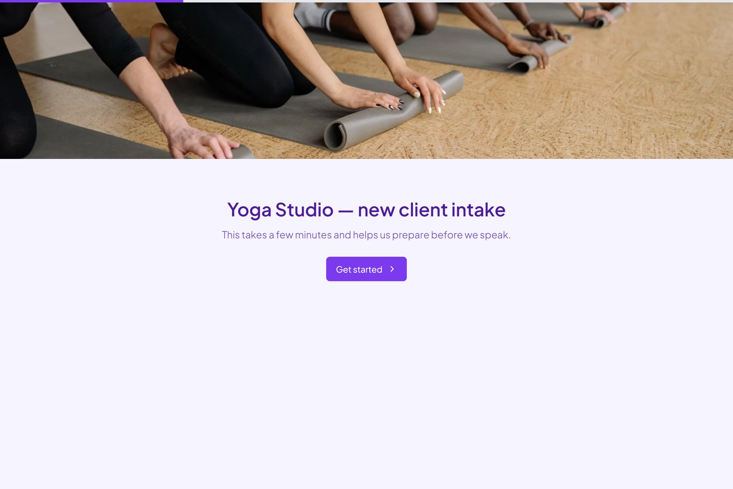 Yoga Studio New Client Intake template preview